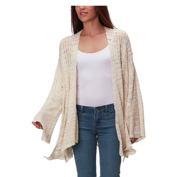 Free People In My Element Kimono Long Cardigan Oversized Bell Sleeve XS Ivory - Picture 3 of 7
